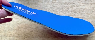 Close-up of Adidas gazelle insole.