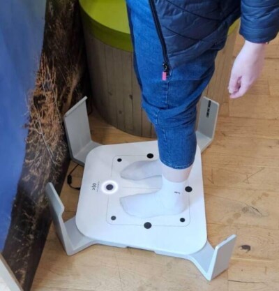 Standing on the 3D foot scanner was just like stepping on a scales