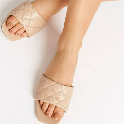 LTS flat quilted mules up to size 12 UK