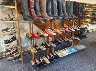 Large size women's shoes and boots on display in Magnus Shoes Northampton store