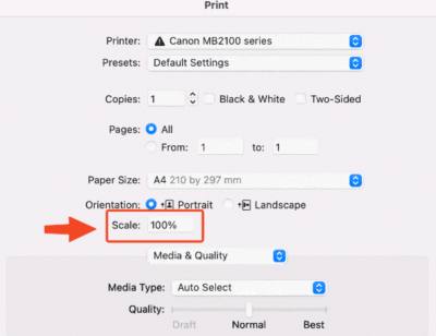 In the print PDF settings, make sure scale or size is set to 100%