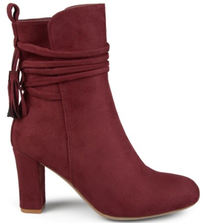 Journee Collection burgundy boot with tassel details