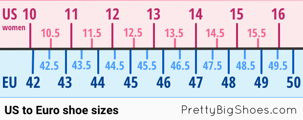 International women's large shoe size conversion chart - UK, US