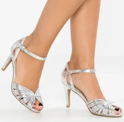 Anna Field high heel strappy silver sandals up to size 45 eu