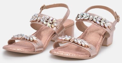 Low heel embellished sandals