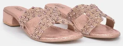 Bottega Smeralda rose gold beaded sandals in sizes 43-47 eu