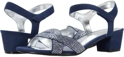 David Tate navy rhinestone embellished sandals