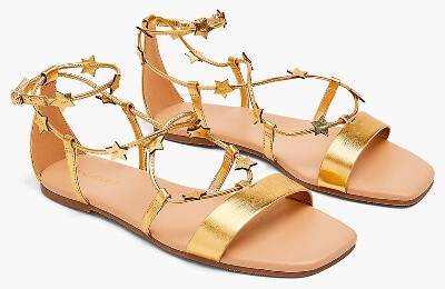 Wide strappy flat gold sandals