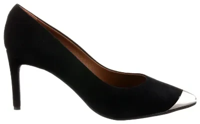 Evaluna black heels with silver toe cap in sizes 42-45 eu