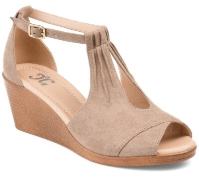 Wide wedge peep-toe sandals