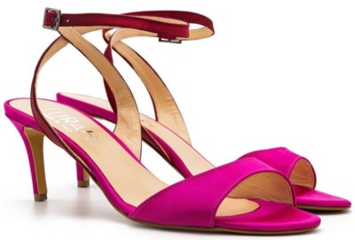 Lurah pink and ruby red satin strappy sandals