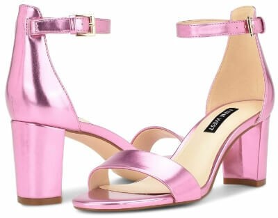Nine West Pruce pink metallic ankle strap sandals up to size 12 us