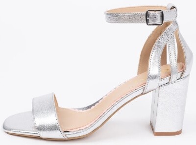 Silver ankle strap heels