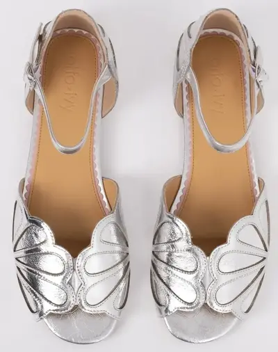 Otto + Ivy Lola silver sandals with scalloped design