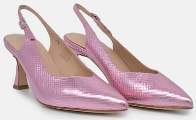 PieSanto wide G with pink metallic leather slingback shoes up to size 45 eu