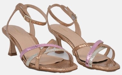Wide fit metallic strappy sandals