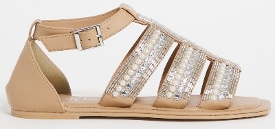Embellished flat sandals (wide & extra wide fit)