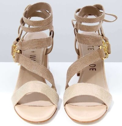 Wide ankle tie sandals with block heel
