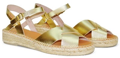 Gold strappy espadrilles
