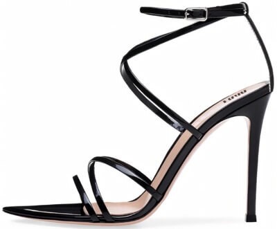 Black thin strap stilettos