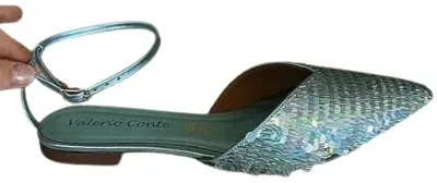 Valerio Conte aqua blue sequin flats in size 10-12 au/us