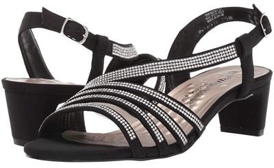 Extra wide rhinestone heeled sandals