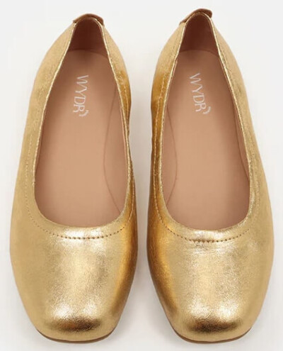 Wydr extra wide gold ballet flat shoes