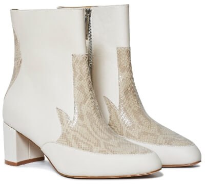 Aji NYC Flame boots in size 11-15 us in cream & snake embossed leather combo
