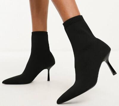 ASOS Rosetta black sock boots in standard and wide fit up to size 11 uk