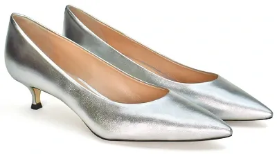 Low Heels Kiki silver kitten heels for shoe sizes 42-45 eu